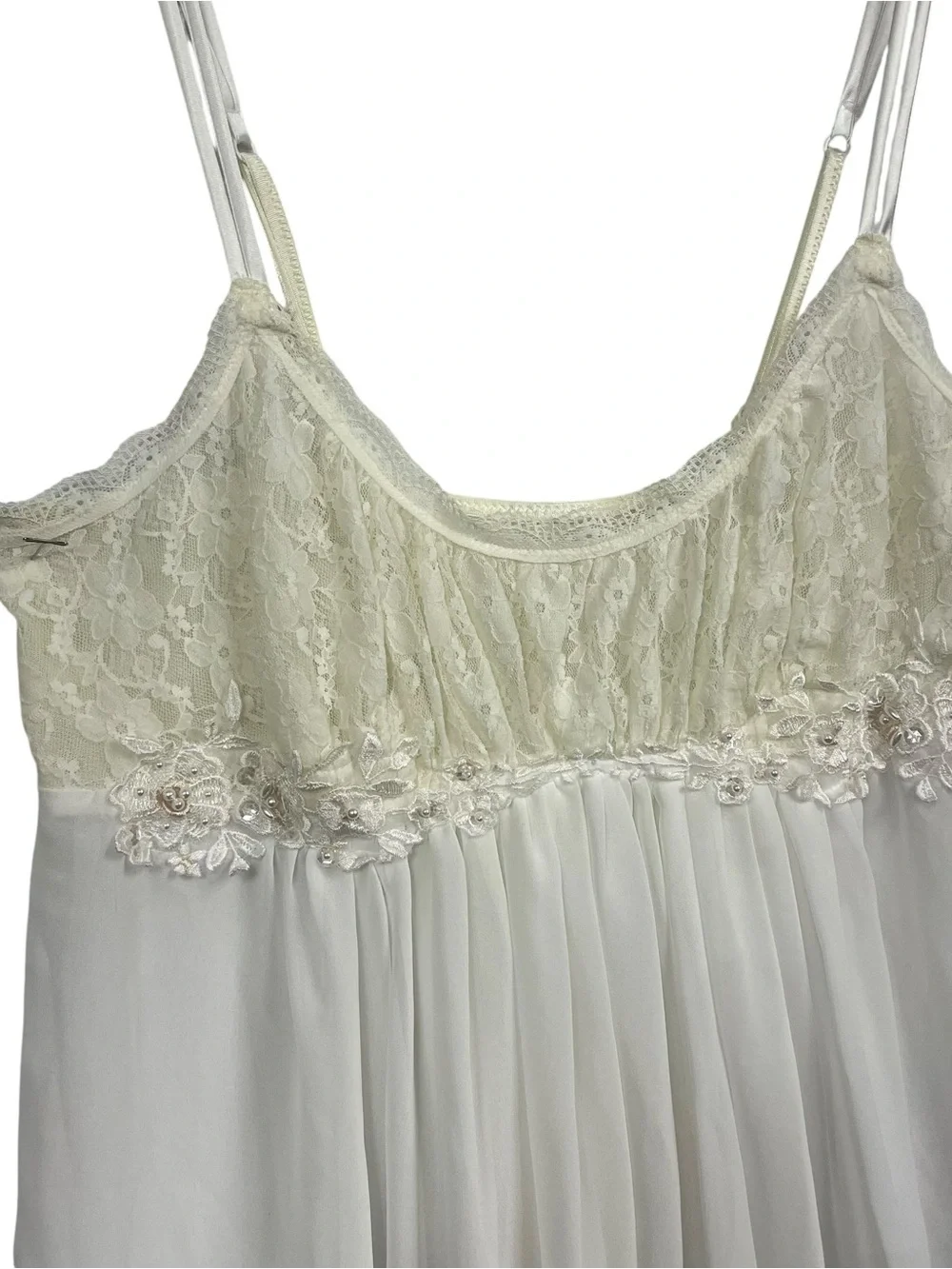 In Bloom Lace Nightie Dress SM White Chiffon Romantic Sequin Lingerie Embellish - Picture 5 of 14